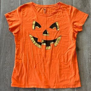 XL Halloween Pumpkin Face T-Shirt – Short Sleeve, 100% Cotton